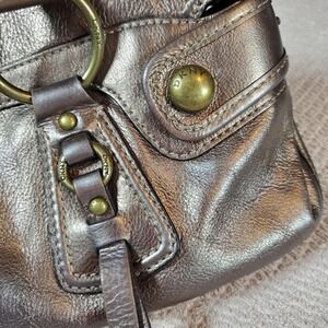 DKNY 100% leather handbag Metalic Metalic Bronze Hardware Top Satchel